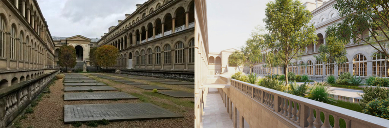 <h6>Hôtel-Dieu, cour d'honneur, 2020 l Même endroit © Architectures Anne Démians</h6>